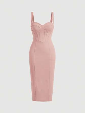 SHEIN Belle Solid Split Back Cami Dress,Pastel Dresses For Women