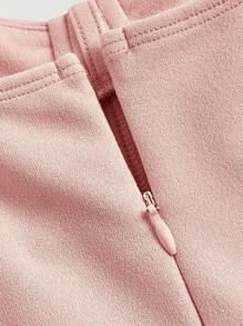 SHEIN Belle 素色後背開衩吊帶連衣裙 - 藕粉色 - 查看 3