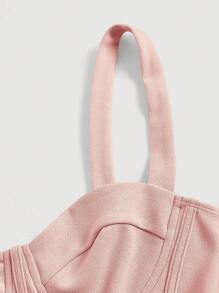 SHEIN Belle 素色後背開衩吊帶連衣裙 - 藕粉色 - 查看 4