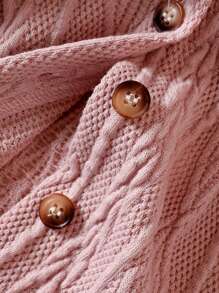 Baby Girl Solid Bow Front Coat & Hat - Dusty Pink - View 6