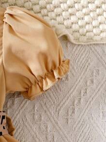 Đứa bé gái In Địa lý Ống tay áo Thắt lưng Váy sơ mi & Mũ - Màu be - Xem 6