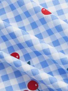 SHEIN MOD Cherry Print Gingham Cami Dress,Pastel Dresses For Women