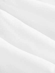 SHEIN MOD Puff Sleeve Frill Trim Tie Front Ruffle Hem Dress - White - View 4