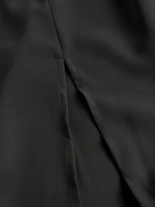 SHEIN MOD Talla grande Vestido de tirantes bustier de hombros con cordón de muslo con abertura - Negro - Ver 3