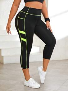 Easithlete 女士明线缝线运动紧身裤，带手机口袋，瑜伽裤