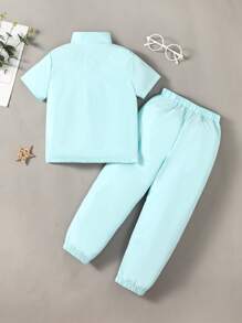 SHEIN Jeune Garçon À Lettres Zippé Top & À Cordon Pantalon
