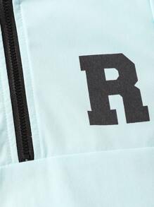 SHEIN Jeune Garçon À Lettres Zippé Top & À Cordon Pantalon
