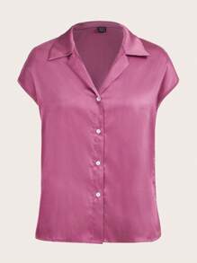 BizChic Camisa de manga murciélago de satén ropa de trabajo - Rosa - Ver 9