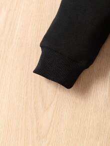 SHEIN 男小童小熊印花衛衣和衛褲 - 黑色 - 查看 5