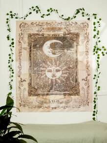 ROMWE Fairycore 1 Miếng Họa tiết Mặt trời & Mặt trăng Tấm thảm , Giải trí Có thể giặt được Tấm thảm Áp phích Đồ trang trí treo Đối với Phòng ngủ Thẩm mỹ - Màu Khaki - Xem 1