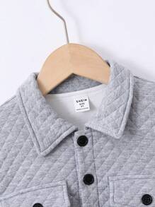 SHEIN Chàng trai trẻ Túi có nắp Nút Lên Áo khoác Without Tee - Xám - Xem 4