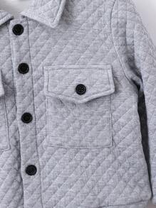 SHEIN Chàng trai trẻ Túi có nắp Nút Lên Áo khoác Without Tee - Xám - Xem 5