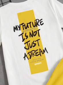 SHEIN Boys Slogan Graphic Tee & Shorts - Yellow - View 3