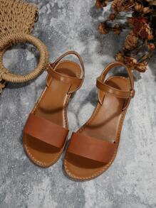 Women Minimalist Ankle Strap Sandals, Elegant Sandals,Summer Outfits - Brown - View 2