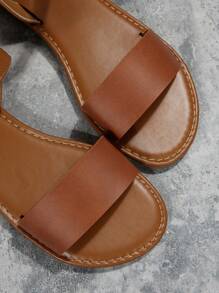 Women Minimalist Ankle Strap Sandals, Elegant Sandals,Summer Outfits - Brown - View 3
