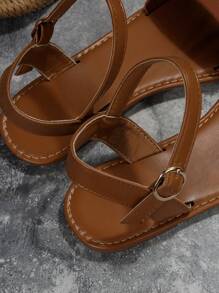 Women Minimalist Ankle Strap Sandals, Elegant Sandals,Summer Outfits - Brown - View 6