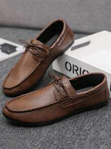 男式無帶便鞋,時尚百搭,四季皆宜,街頭個性風,商務駕駛兩相宜,輕盈修身 - 棕色 - 查看 2