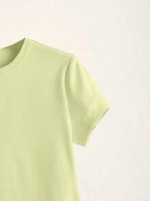 SHEIN BASICS Solid Form Fitted Tee - Yellow - View 5