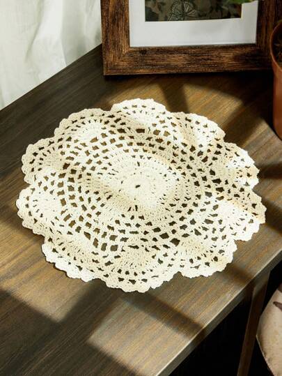 Fairycore 1pc Placemat,Boho Flower Design Hollow Out Heat Resistant Placemat