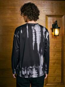 ROMWE MEN Prep Các bạn Nhuộm buộc Slogan & Đồ họa đầu lâu Áo thun Thả vai - màu đen - Xem 3