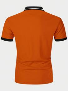 Manfinity Homme Men Wing Print Contrast Trim Polo Shirt - Orange - View 2