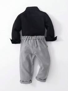 Young Boy Solid Shirt & Houndstooth Pants - Multicolor - View 2
