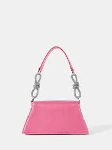 SHEIN SXY 迷你翻蓋法棍包打結設計帶粉色的 - 玫紅色 - 查看 4