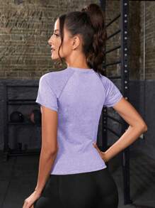 Powerista 透气扭纹前开运动背心健身女式衬衫 - 紫丁香色 - 查看 2