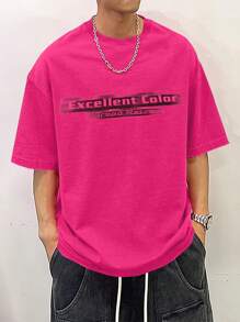 Manfinity LEGND Men Letter Graphic Tee - Hot Pink - View 1