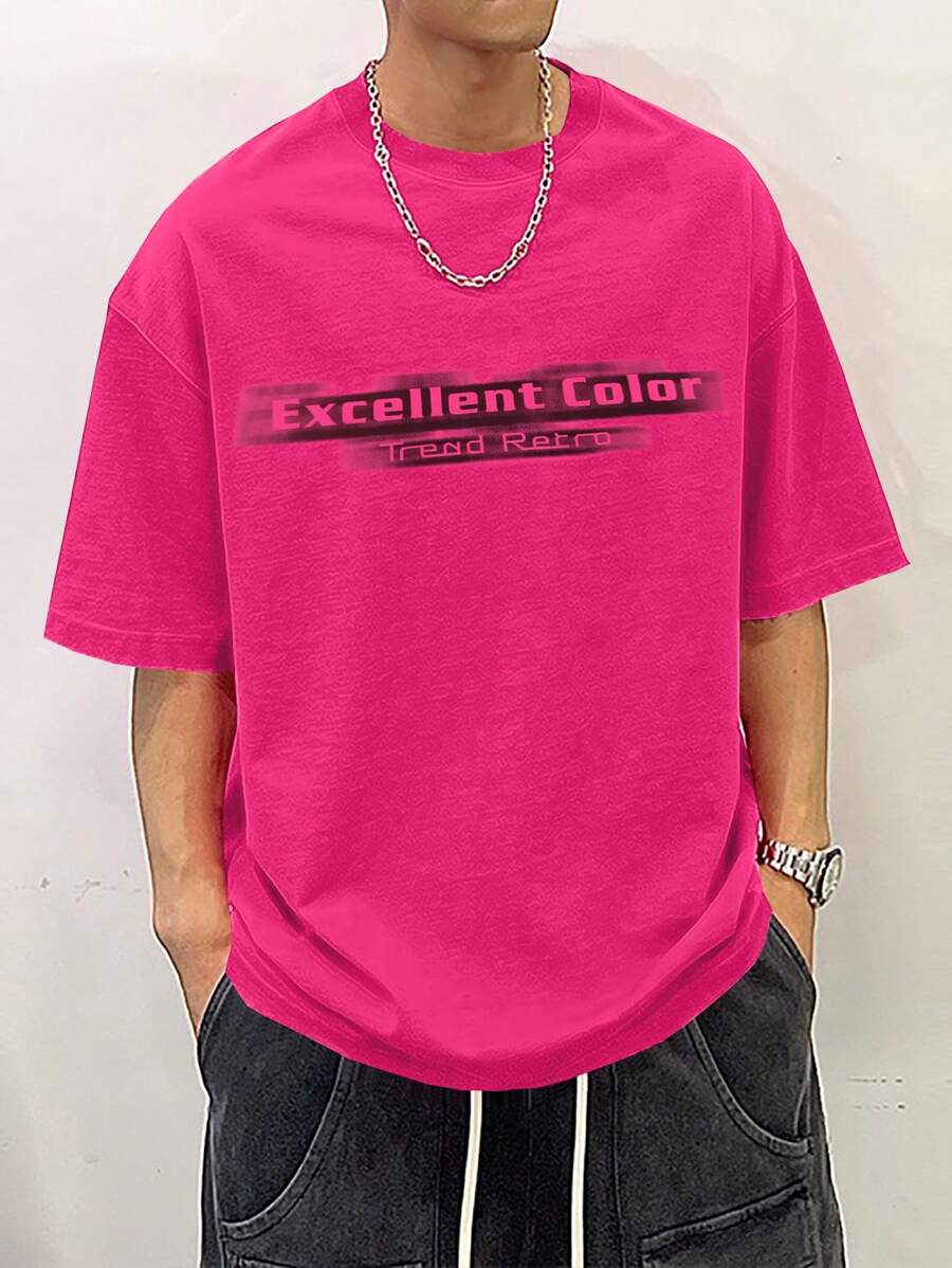 Manfinity LEGND Men Letter Graphic Tee - Hot Pink - View 1