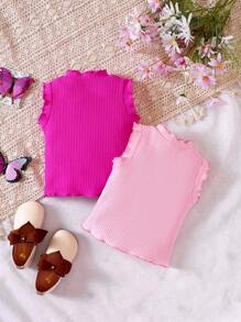 女嬰2入組木耳邊小高領背心上衣 - 彩色 - 查看 2