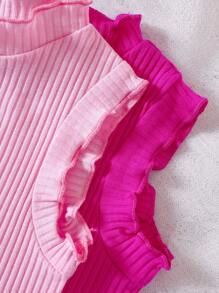 女嬰2入組木耳邊小高領背心上衣 - 彩色 - 查看 4