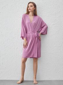 Ocili Áo choàng quấn dài tay mềm mại và thoải mái - Hồng - Màu Hồng Tươi - Xem 4