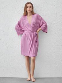 Ocili Áo choàng quấn dài tay mềm mại và thoải mái - Hồng - Màu Hồng Tươi - Xem 6