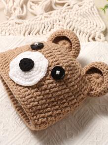 男嬰卡通圖案針織短褲和帽拍攝套裝