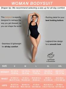 Seamless Solid Color Ribbed Knit Bodysuit - Black - View 6