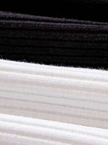 Baby Girl 2pcs Lettuce Trim Ribbed Knit Mock Neck Tank Top - Black and White - View 7