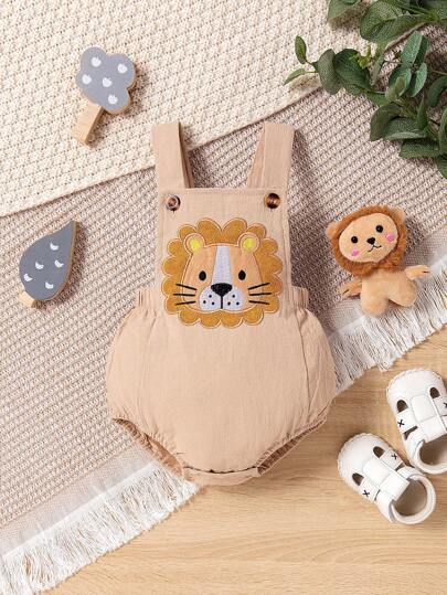 SHEIN Vintaside Kids Pelele de bebé niño con tirantes y estampado de dibujos animados