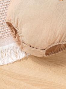 SHEIN Vintaside Kids 卡通图案男婴连体衣带背带 - 卡其色 - 查看 5