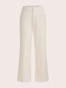 BizChic Solid Cropped Flare Leg Pants Workwear