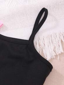 SHEIN cô gái mười hai Đồ họa Chữ cái Hem cao thấp Áo thun & Áo Cami & Quần short - Nhiều màu - Xem 5