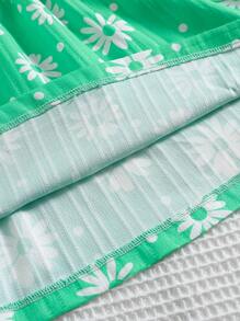 Cô Gái Trẻ In hoa Viền Ruffle Đầm - màu xanh lá - Xem 4