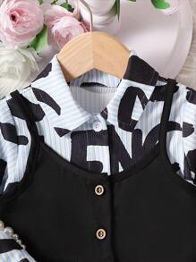 Baby Girl Letter Graphic Shirt Dress & Cami Top