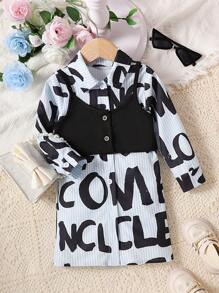 Baby Girl Letter Graphic Shirt Dress & Cami Top