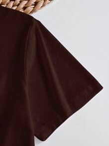 INAWLY Heart And Letter Graphic Tee Graphic Tees Women Tops - Chocolate Brown - View 6