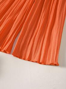 SHEIN Chica Joven bajo con fruncido Top de tirantes & Pantalones de pierna ancha - Naranja - Ver 3