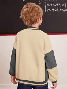 SHEIN Tween Boy Slogan Graphic Colourblock Raglan Sleeve Varsity Jacket - Multicolor - View 2