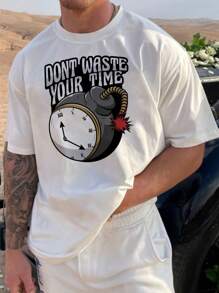 男士字母和卡通圖案T恤 - 白色 - 查看 1