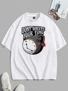 男士字母和卡通圖案T恤 - 白色 - 查看 3