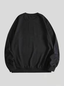 ROMWE MEN Grunge Punk 男士標語&骷髅圖案套頭衫 - 黑色 - 查看 2